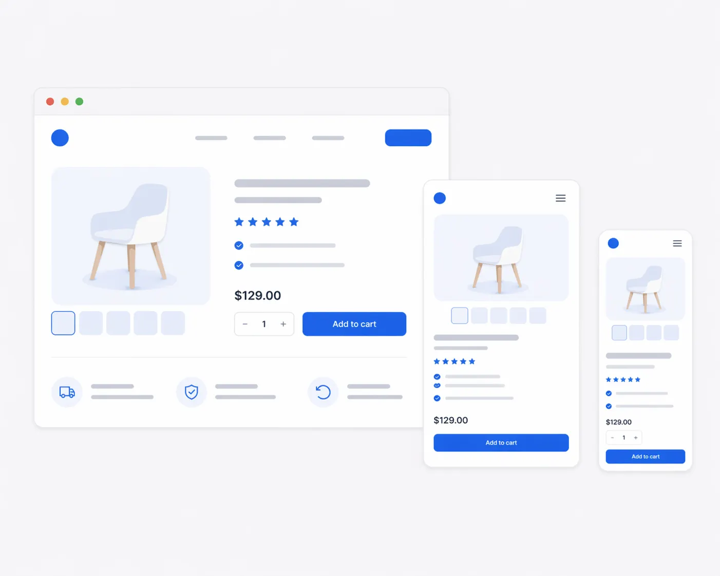 A landing page shown across several breakpoints with consistent image quality